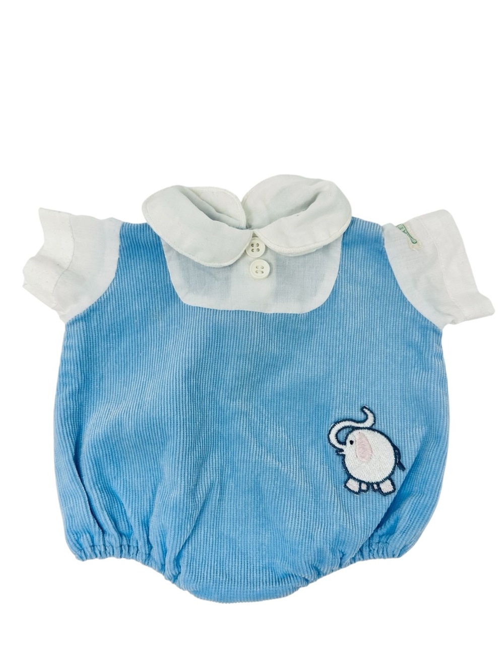 Vintage Cabbage Patch Kids Doll Baby Corduroy Elephant Romper Coleco Blue White